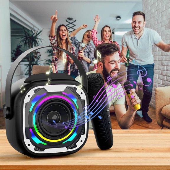 ZFYXGS Wireless Bluetooth Microphone Speaker Integrated K Song Outdoor Portable Desktop Small Subwoofer Sound