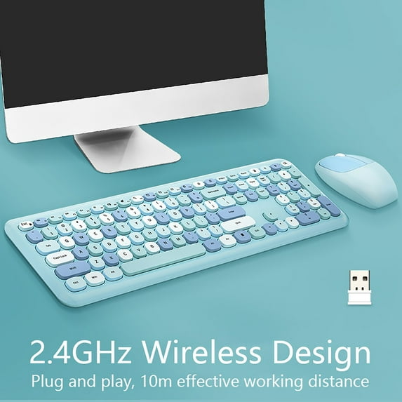 ZFYXGS Wireless Keyboard And Mouse Combo, Wireless Keyboard, 2.4GHz Retro Full