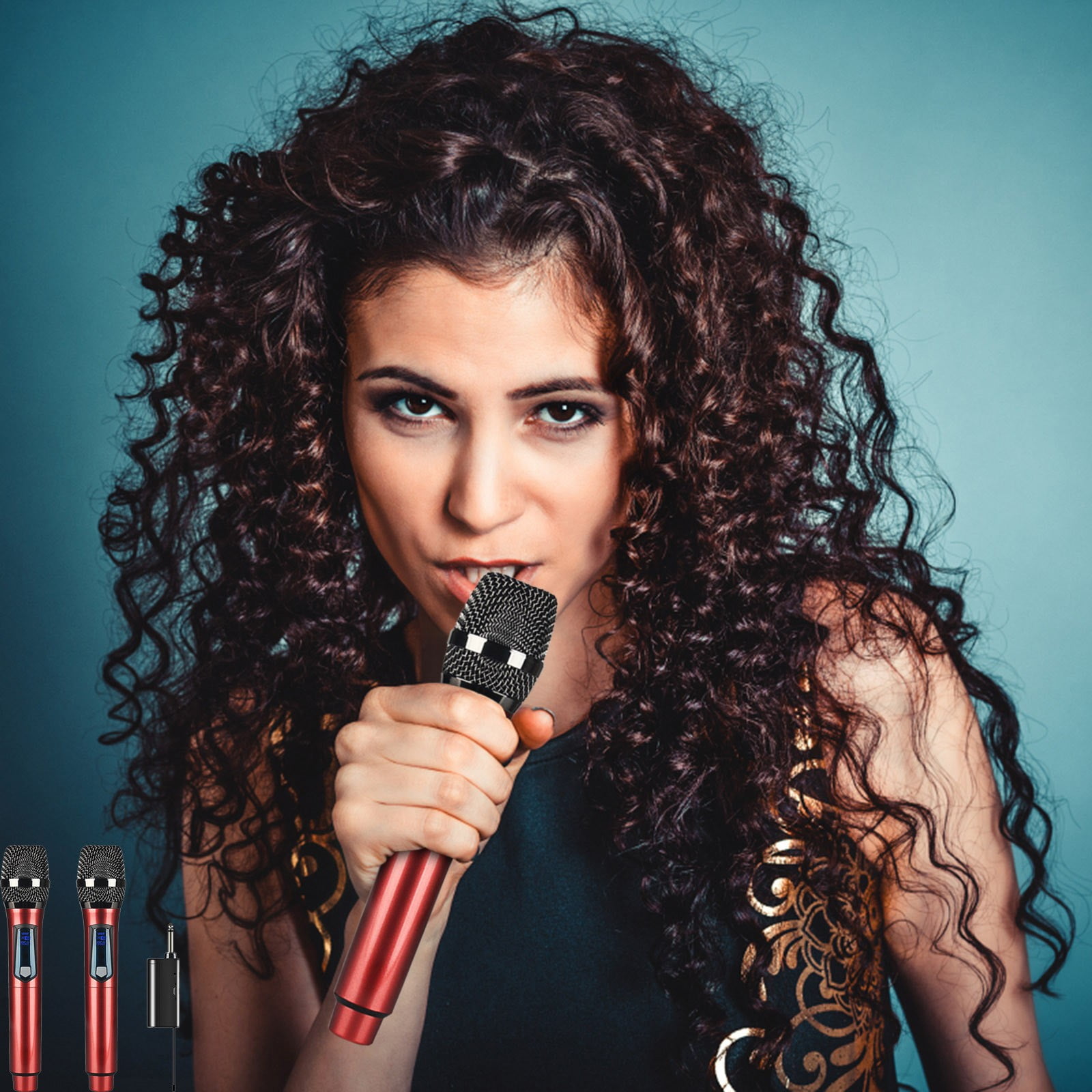 ZFYXGS Wireless Microphone Household Karaoke 2 Pack Outdoor Audio TV Singing KTV Karaoke Meeting Performance Microphone