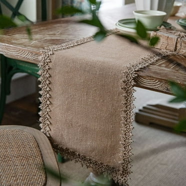ZGAD 1pc Rustic Burlap Table Runner - Natural Jute Farmhouse Hessian Table Cloth for Vintage Country Wedding, Birthday, Thanksgiving, Christmas Party Decor