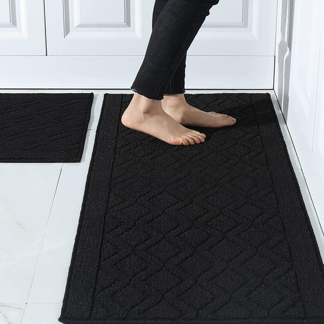 ZGAD  48x20 Inch/30X20 Inch Kitchen Rug Mats Made of 100% Polypropylene 2 Pieces Soft Kitchen Mat Specialized in Anti Slippery and Machine Washable (Grey)