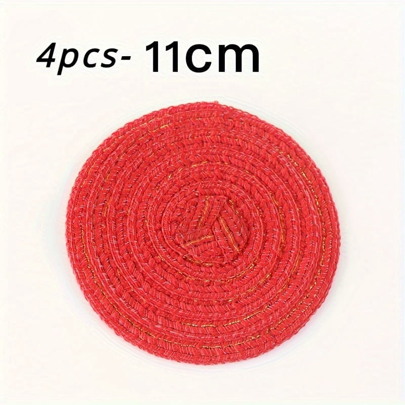 ZGAD 4pcs Set Round Woven Placemats - Durable Fabric, Perfect for Dining & Kitchen Decor - For Home & Restaurant Use - Ideal Gift for Housewarming & Holidays