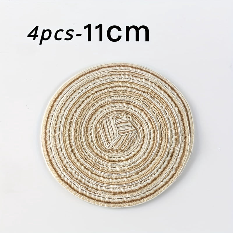 ZGAD 4pcs Set Round Woven Placemats - Durable Fabric, Perfect for Dining & Kitchen Decor - For Home & Restaurant Use - Ideal Gift for Housewarming & Holidays