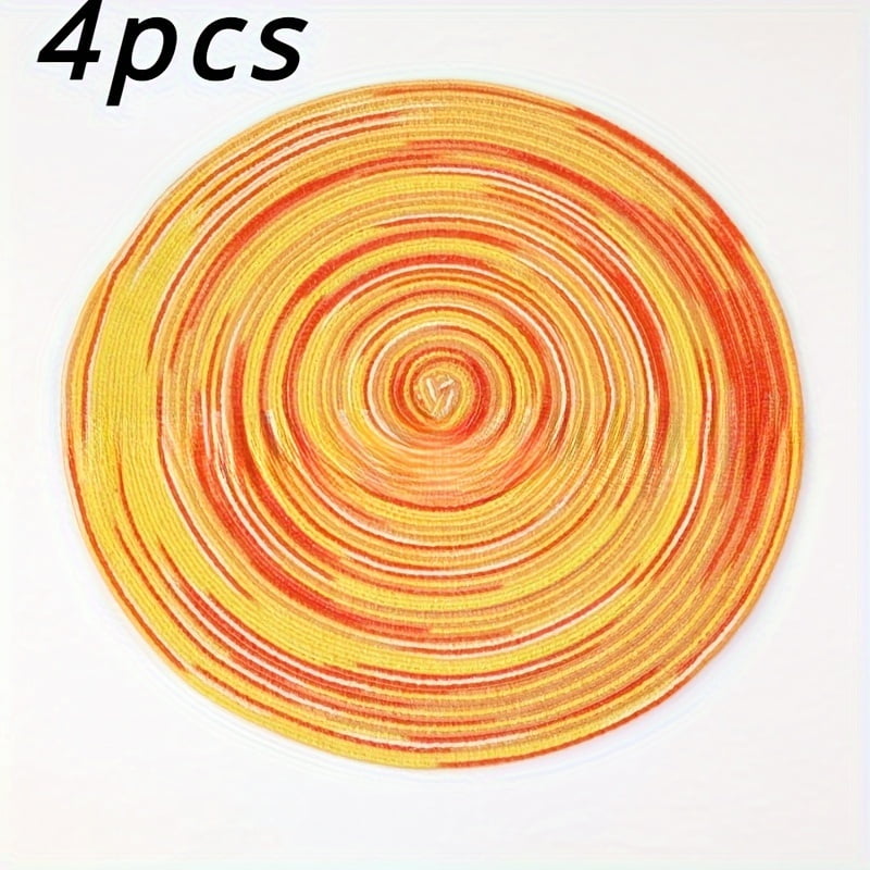 ZGAD 4pcs Set Round Woven Placemats - Durable Fabric, Perfect for Dining & Kitchen Decor - For Home & Restaurant Use - Ideal Gift for Housewarming & Holidays