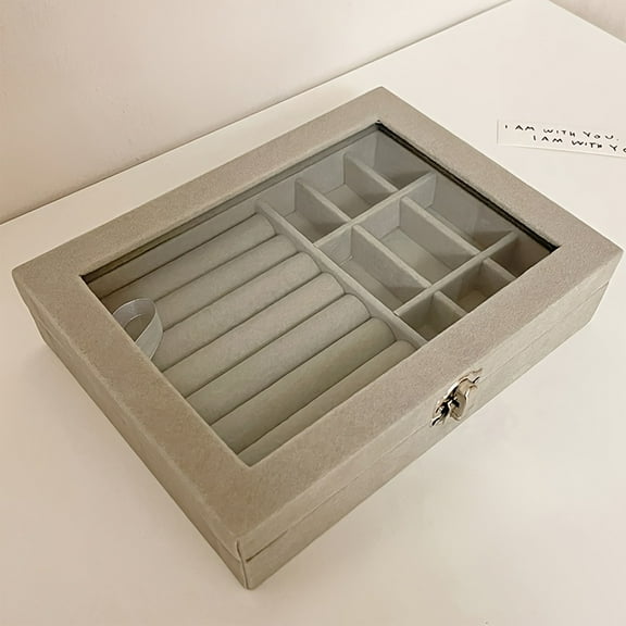 ZGAD Boho-Chic Velvet Jewelry Organizer Box - Lockable, Anti-Tarnish Storage for Earrings, Rings & Necklaces with Textured Finish, Jewelry Boxes