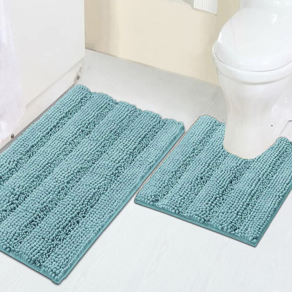 ZGAD  Sage Green Bathroom Rugs Runner Extra Long Large Bath Mat Plush Shaggy Chenille Bathroom Rug 47 x 17 Non-Slip Bath Rug Runner Extra Soft & Absorbent Thick Floor Mats, Machine Washable, Sage