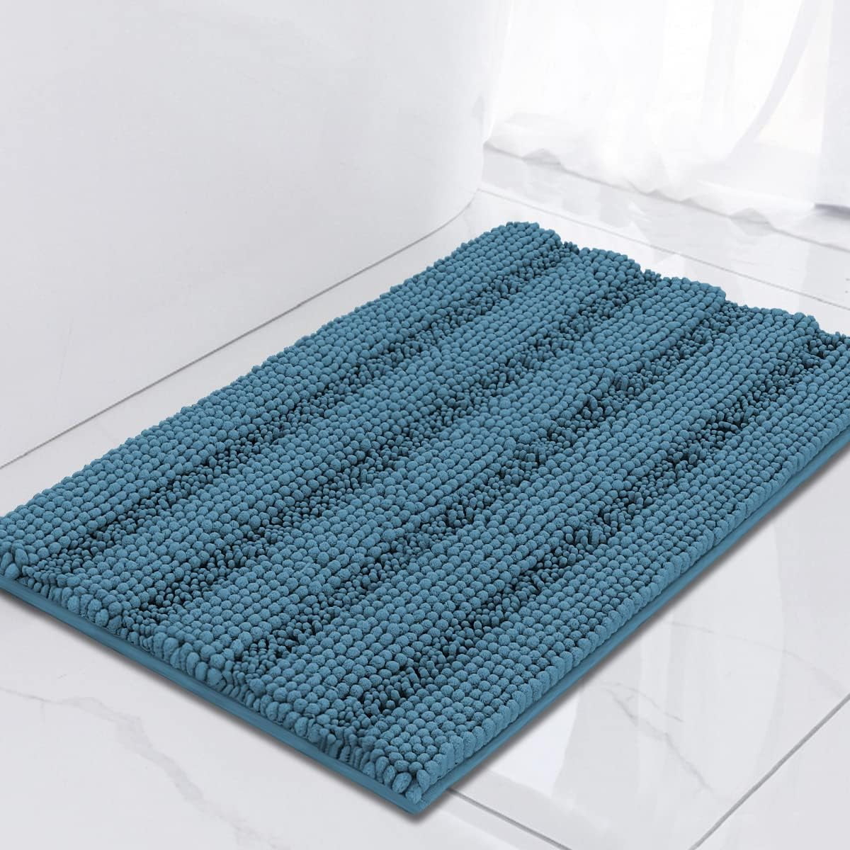 ZGAD  Sage Green Bathroom Rugs Runner Extra Long Large Bath Mat Plush Shaggy Chenille Bathroom Rug 47 x 17 Non-Slip Bath Rug Runner Extra Soft & Absorbent Thick Floor Mats, Machine Washable, Sage