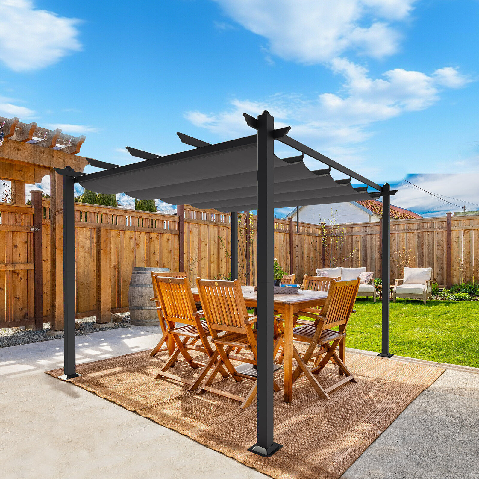 ZGBY 10' X 10' Pergola Kit Metal Frame Gazebo &Canopy Cover Patio