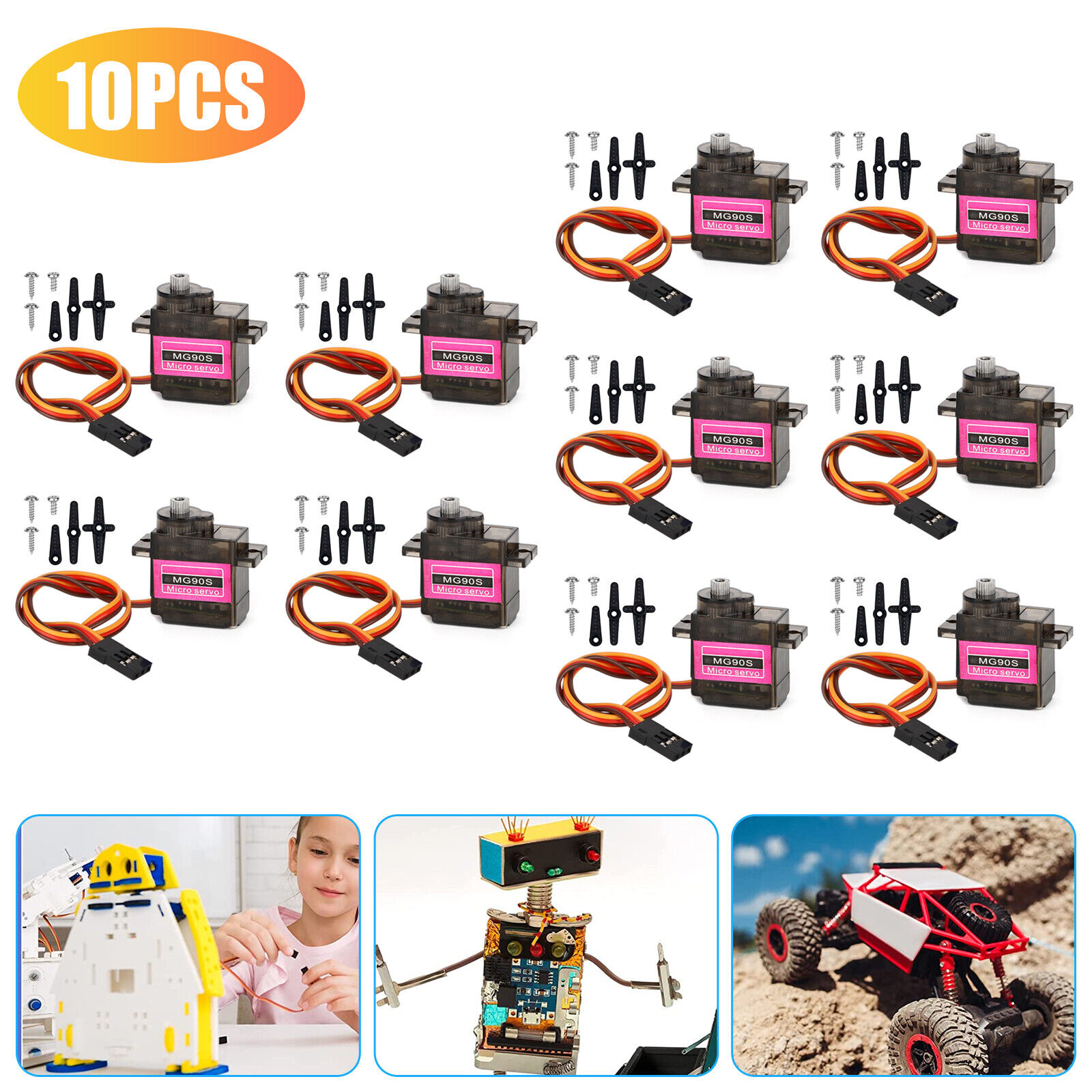 ZGBY 10Pcs MG90S 9g Digital Micro Servo Motor Metal Gear For RC