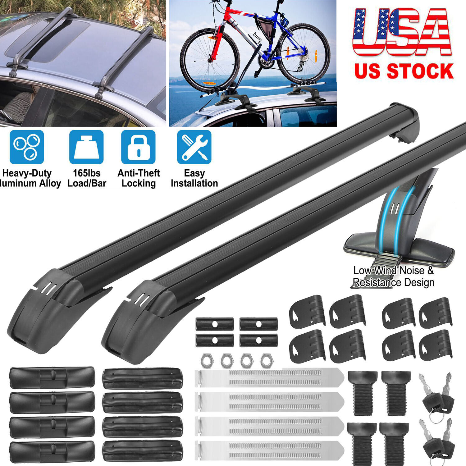 ZGBY 110cm Universal Top Roof Rack 43"Cross Bars Luggage For 4Door Car