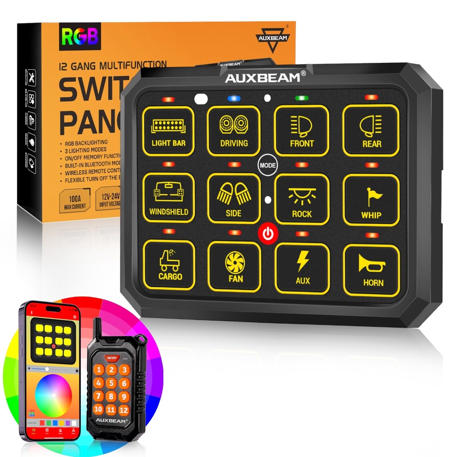 ZGBY 12 Gang Rgb Switch Panel Led Control Relay System For Jeep