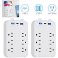 ZGBY 2 Plug Outlet Extender Surge Protector 6 Ac Outlets 3 Usb Charger