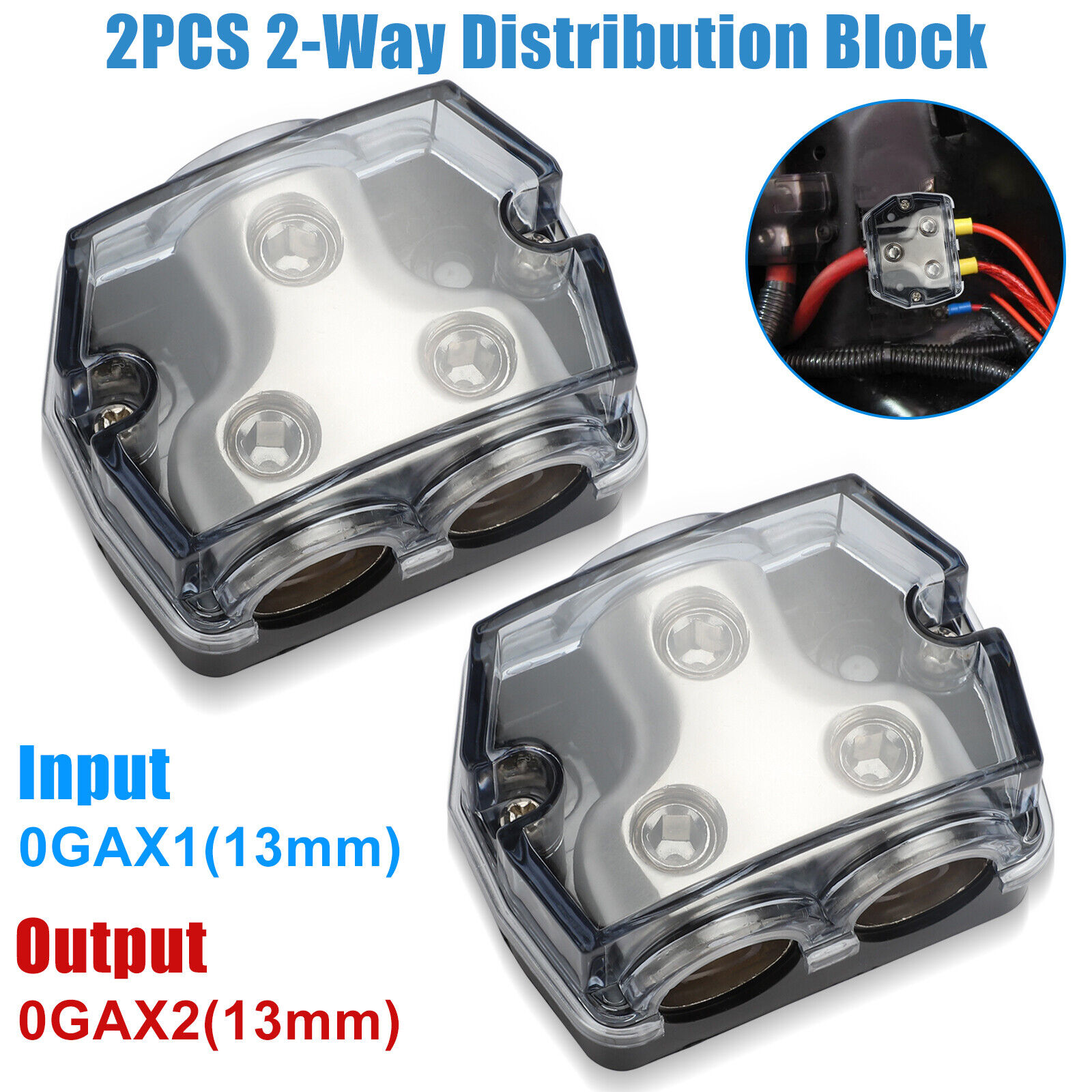 ZGBY 2Way Distribution Block 0 Gauge In & Out Car Audio Amp Power