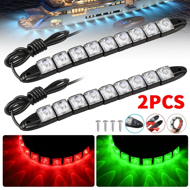 ZGBY 2PCS 9 LED Marine Bow Boat Navigation Light Strip 12V Yacht