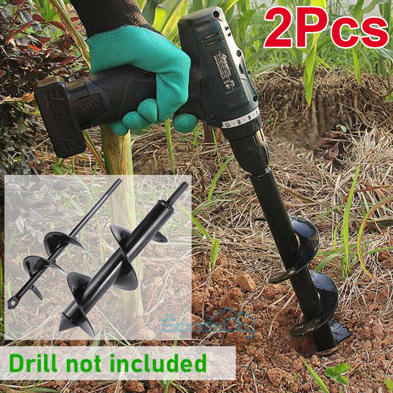 ZGBY 2X Planting Auger Spiral Hole Drill Bit Garden Soil Yard Earth