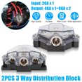 ZGBY 2x 3Way Car Audio Amp Power Ground Distribution Block 0 Gauge In 4