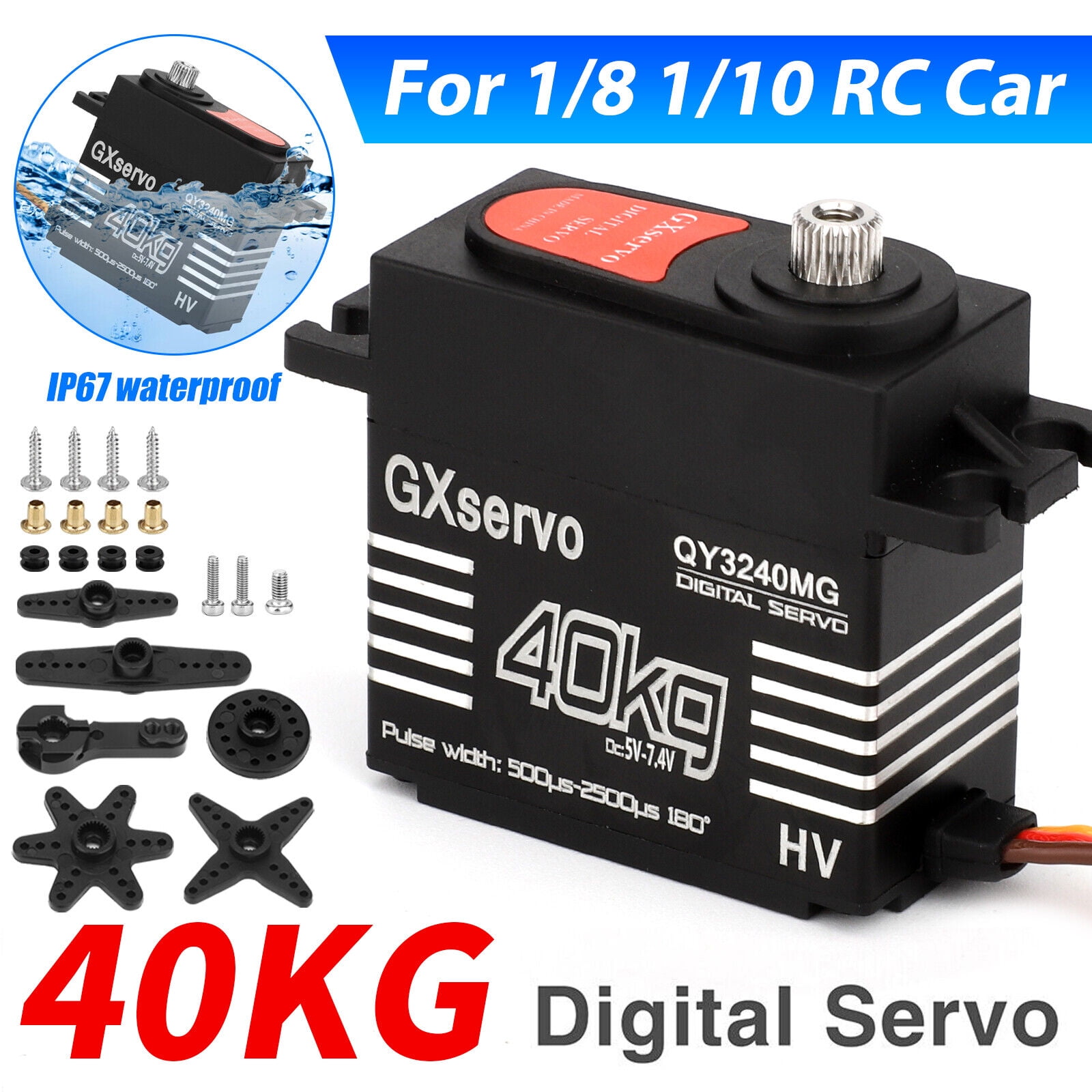 ZGBY 40KG Metal Gear Digital Servo 25T Arm High Torque Kits for 1/8 1/