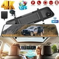 ZGBY 4K Wifi Dash Cam 12" Voice Control Car Rear View Backup Dual