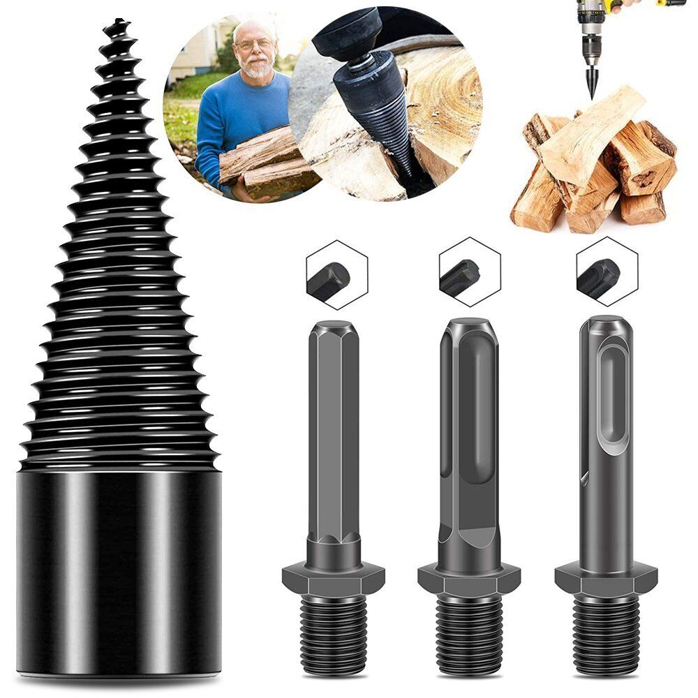 ZGBY 4X High Speed Twist Firewood Drill Bit Wood Splitter Screw Splitting Cone Driver