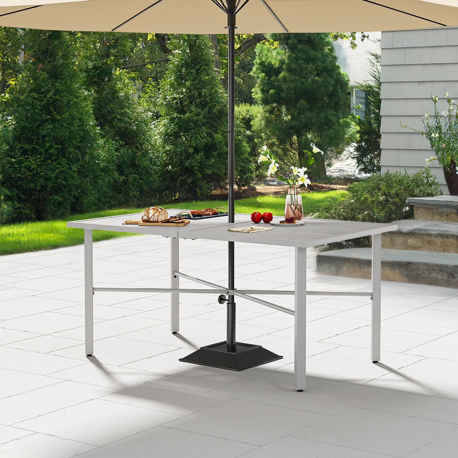 ZGBY 59" Rectangular Outdoor Patio Dining Table 6-Person Outdoor Patio Dining Table - Walmart.com