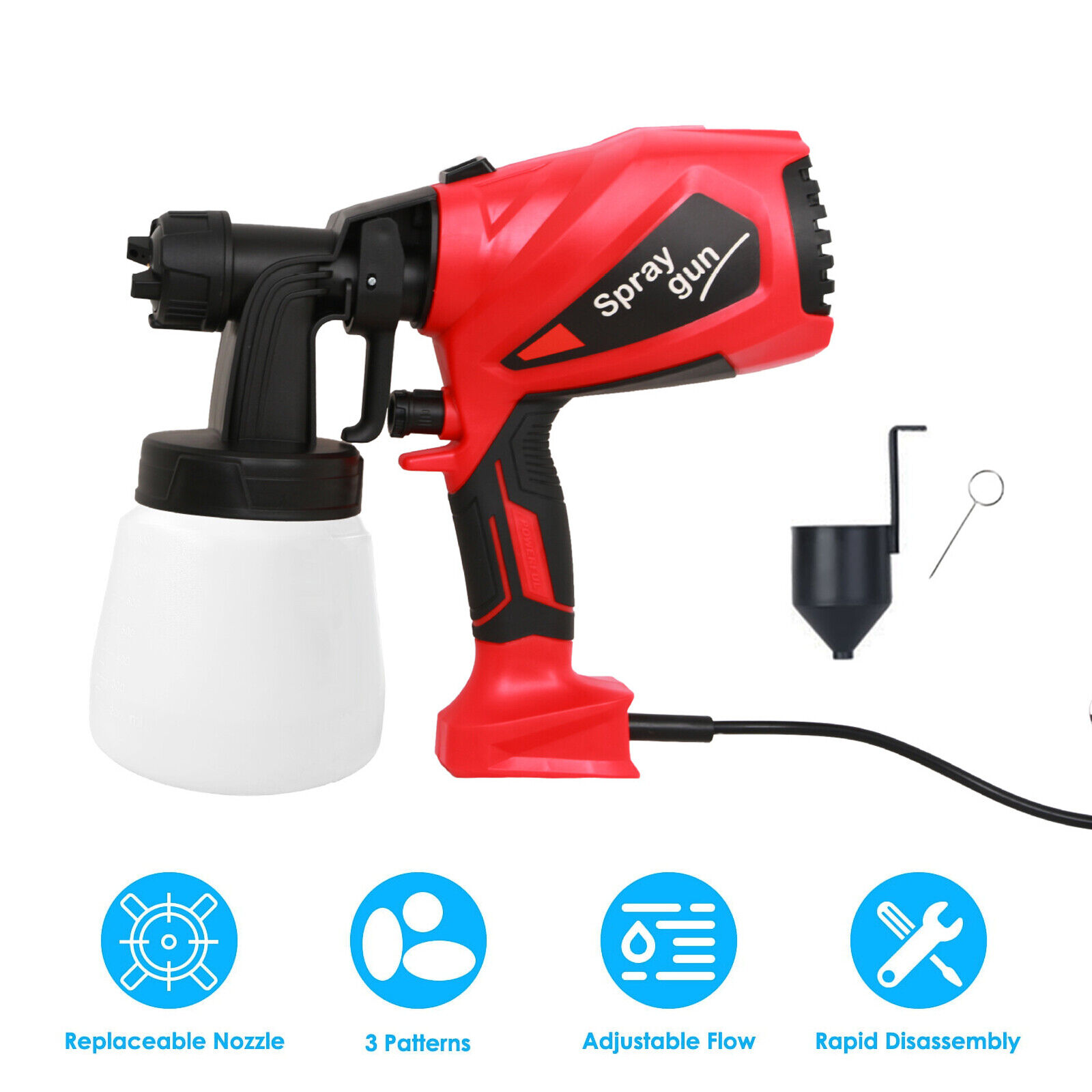 ZGBY 800Ml Electric Spray Gun Airless Hvlp Paint Sprayer Handheld Diy High Pressure