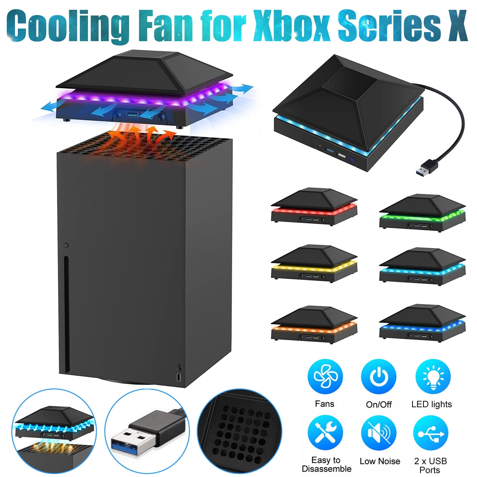 ZGBY Adjustable 3Speed Cooling Fan USB Hub Vertical Stand for Xbox