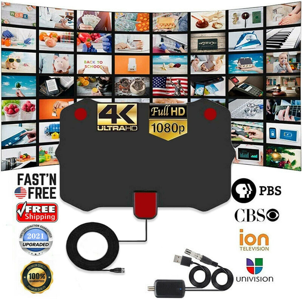 ZGBY Amplified Hd Tv Antenna Free Channels 13Ft Cable Hdtv 4K Vhf&Uhf