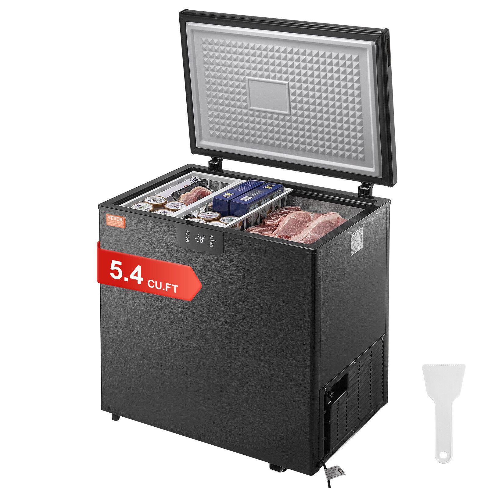 ZGBY Chest Freezer 5.4 cu.ft Compact Deep Freezer Digital Display & 2