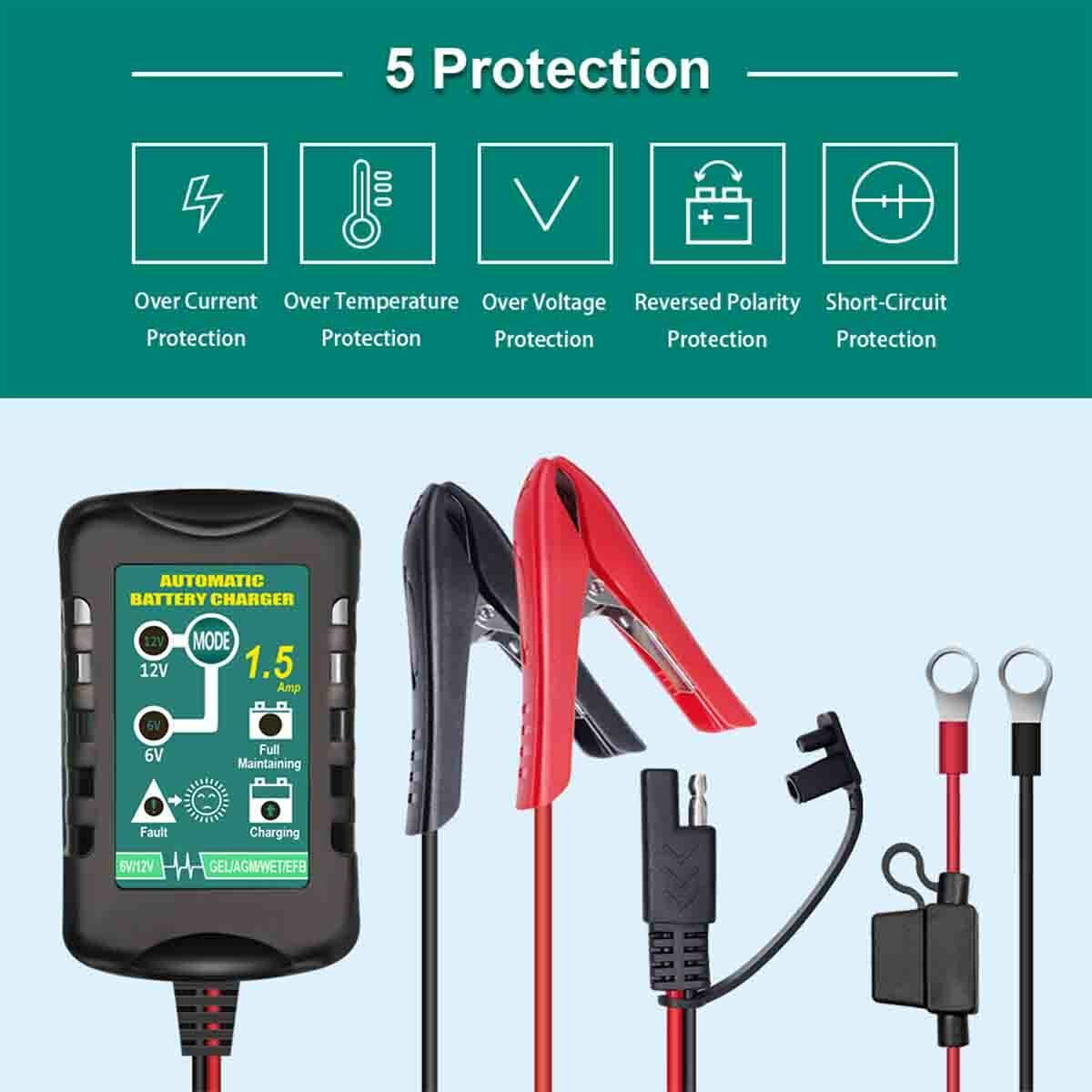 ZGBY (Dual Voltage) 12V Car Battery Trickle Charger Maintainer Portable