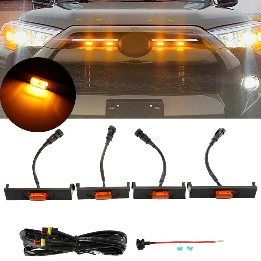 ZGBY Front Hood Grille Led Lights Amber For Toyota 4Runner 2020-2022 ...