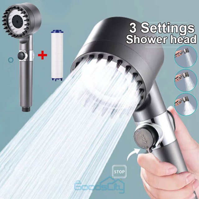 ZGBY Handheld Shower Head With On/Off Pause Switch, High Pressure 3