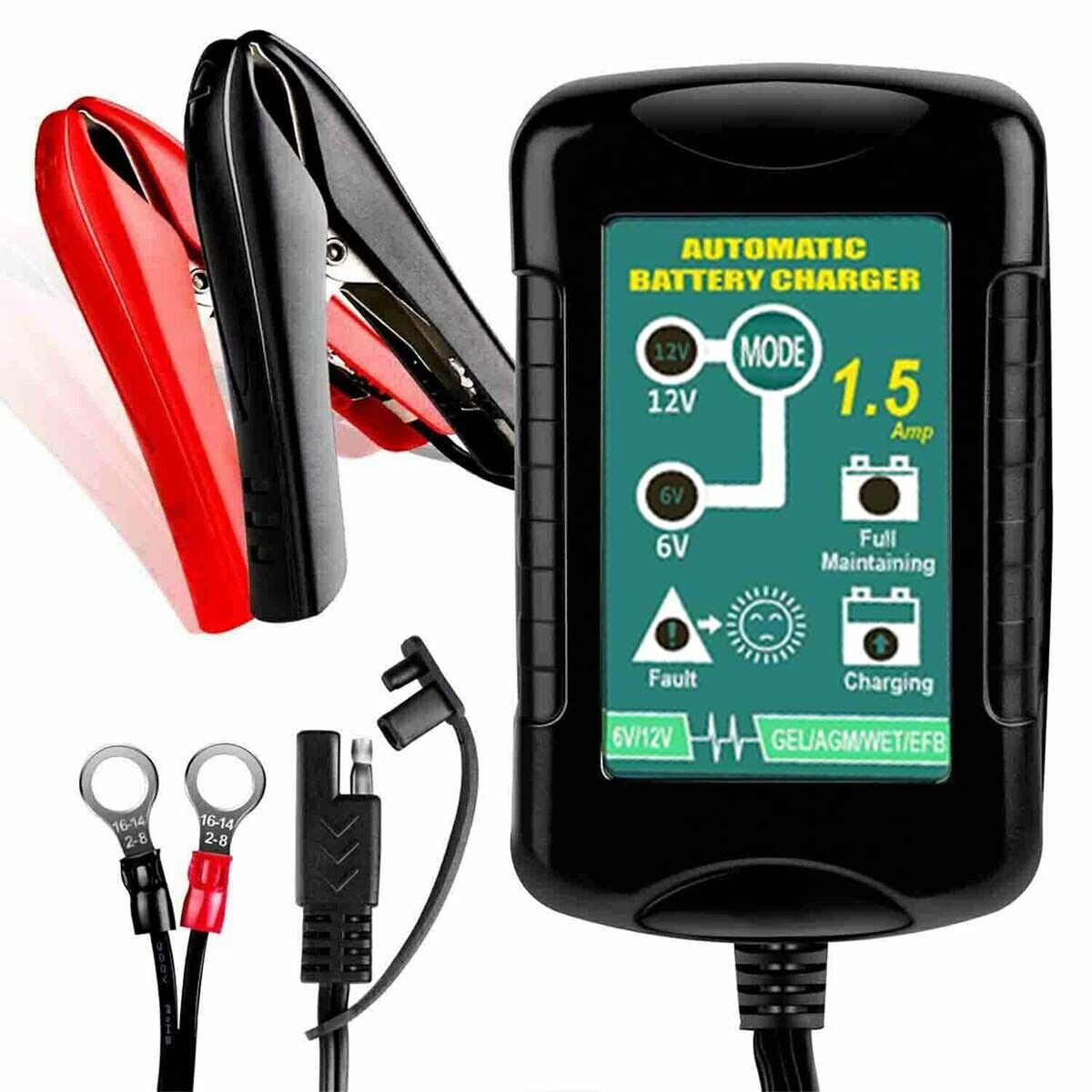ZGBY Motorcycle Lead Acid Battery Charger 12V Maintainer 1.5A Model