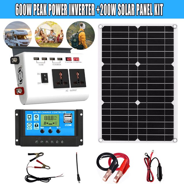 ZGBY Power Inverter And Complete 200W Solar Panel Kit With Battery Off