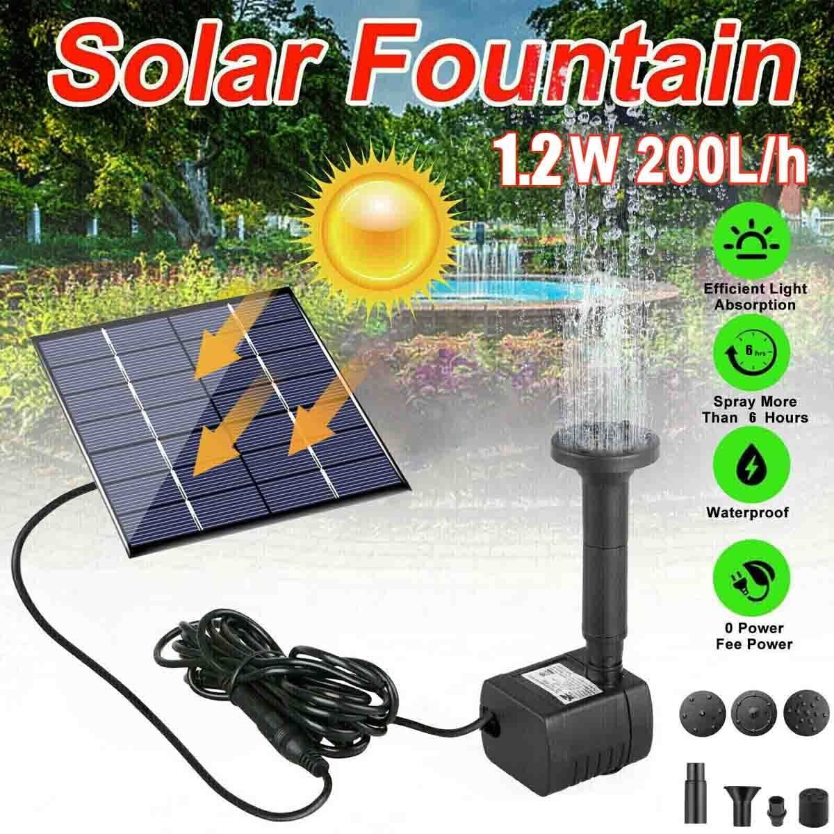 ZGBY Solar Power Water Fountain Pond Pump Submersible Bird Bath Garden