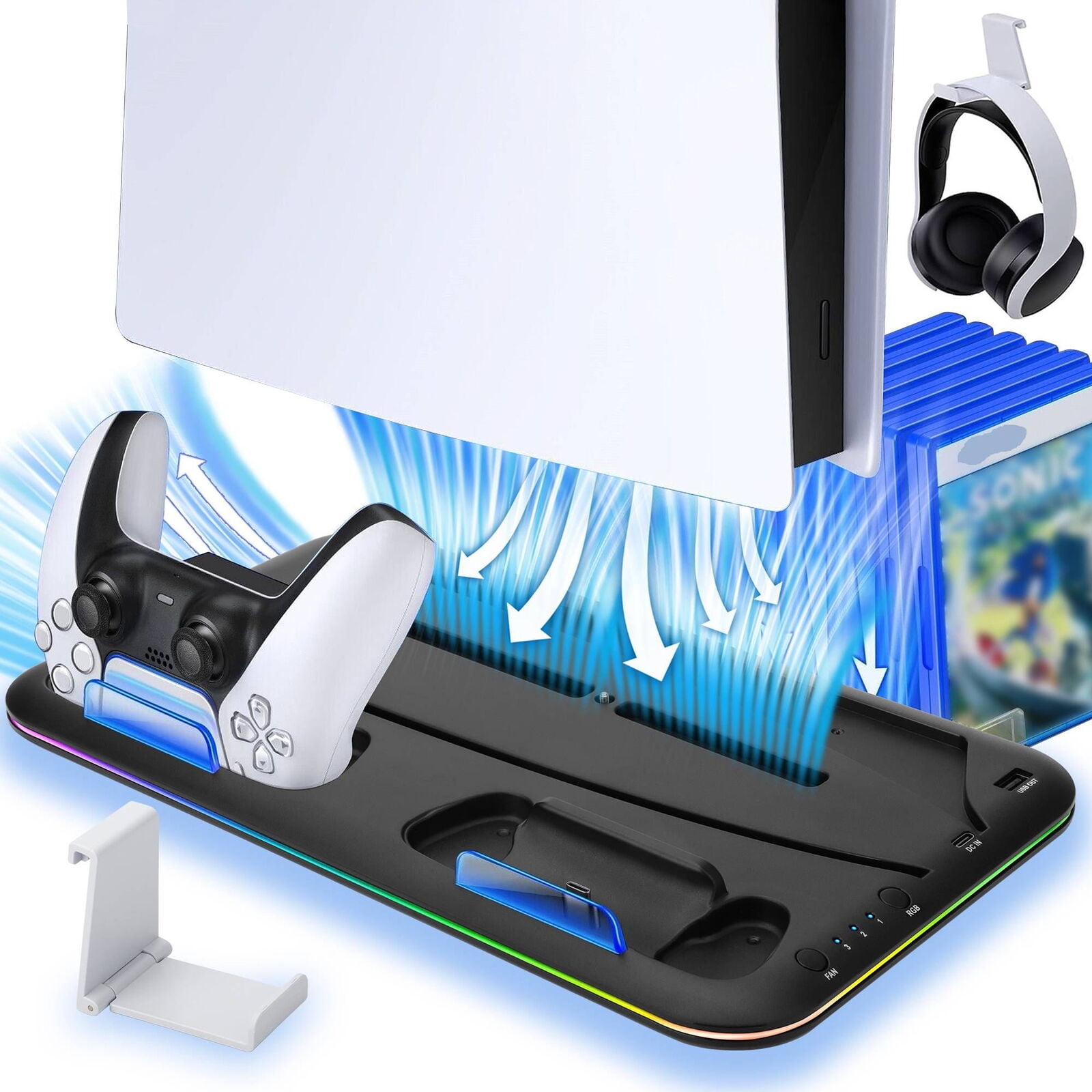 ZGBY Vertical Cooling Fan Stand for PlayStation 5 PS5 Controller