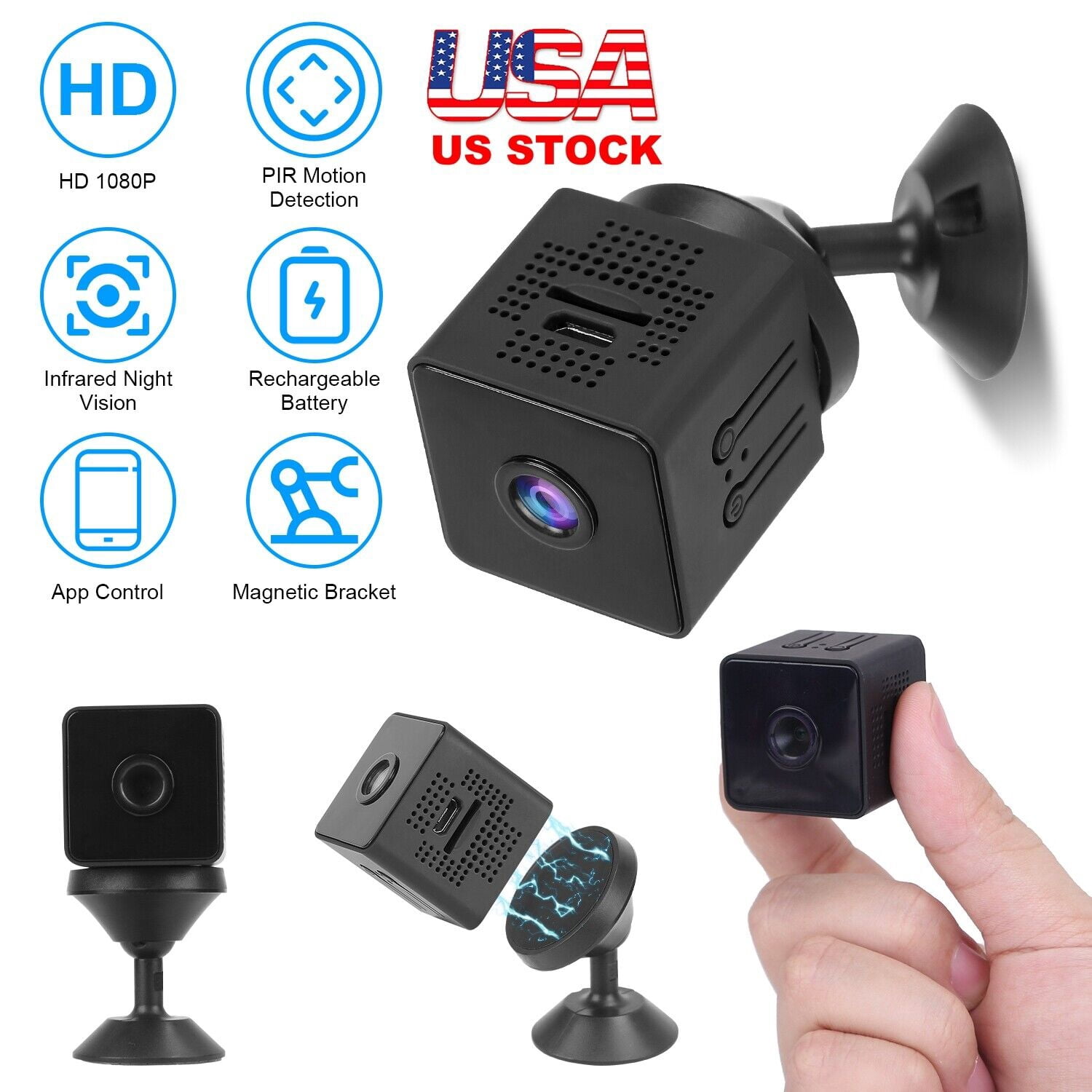 ZGBY WiFi Mini Camera Wireless Night Vision Security Camera with App ...