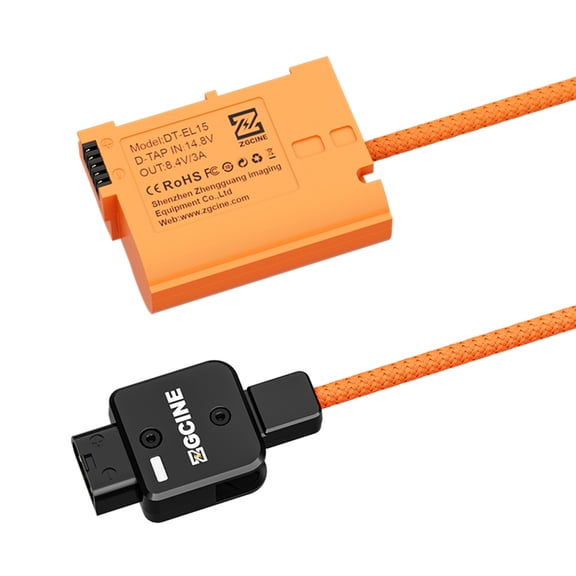 ZGCINE EN-EL15 Dummy Battery with D-Tap Connector Power Cable (23.6 inches / 60 cm), Replacement Adapter for Nikon Z8 Zf Z6 Z6II Z7II Z5 D850 D810 D780 D750 D610 D500 D7500 D7200 Cameras