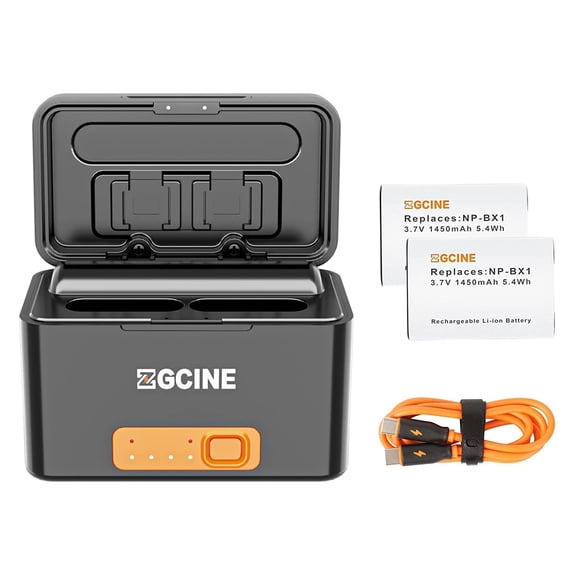 ZGCINE NP-BX1 Battery (2-Pack) with Rapid Dual Charger Case Build-in Battery forSony ZV-1, Cyber-Shot DSC-RX100, DSC-RX100 II/III/M4/M5/M6/M7/IV/V/VI/VII/VA, DSC-RX100M II, HDR-CX405, Model: PS-BX-1