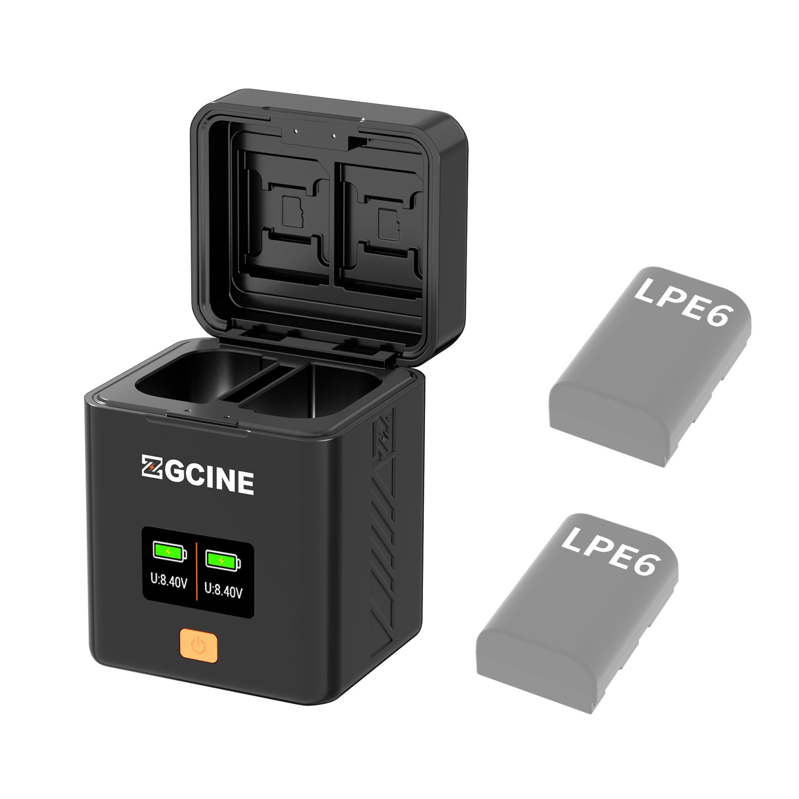 ZGCINE PS-LPE6 Dual USB-C Charger Case Box with PD Fast Charging for Canon LPE6/E6N/E6NH/E6P
