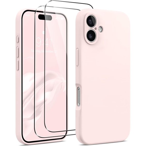 ZGDong Designed for iPhone 16 Plus Case, Silicone Upgraded [Camera Protection] Phone Case with [2 Screen Protectors], Soft Anti-Scratch Microfiber Lining Inside