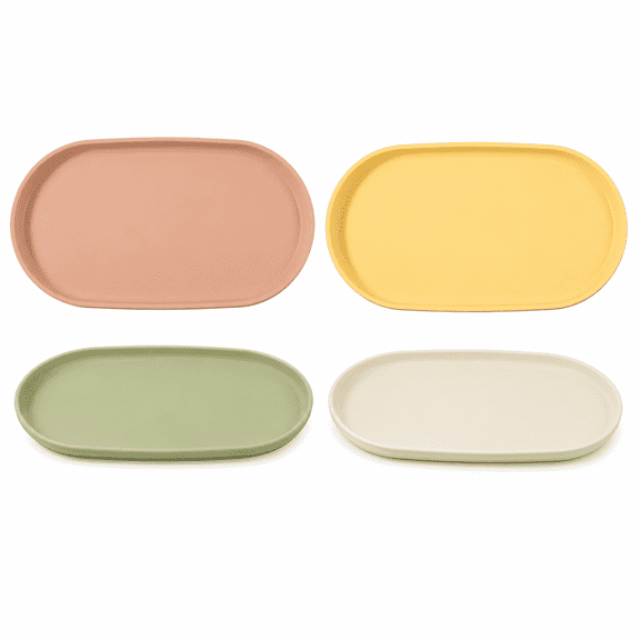 ZGDong Oval Serving Tray Set, 4 pcs 12 x 6.6 inch PP Plastic Food Trays, Reusable Platters for Snacks Desserts Party
