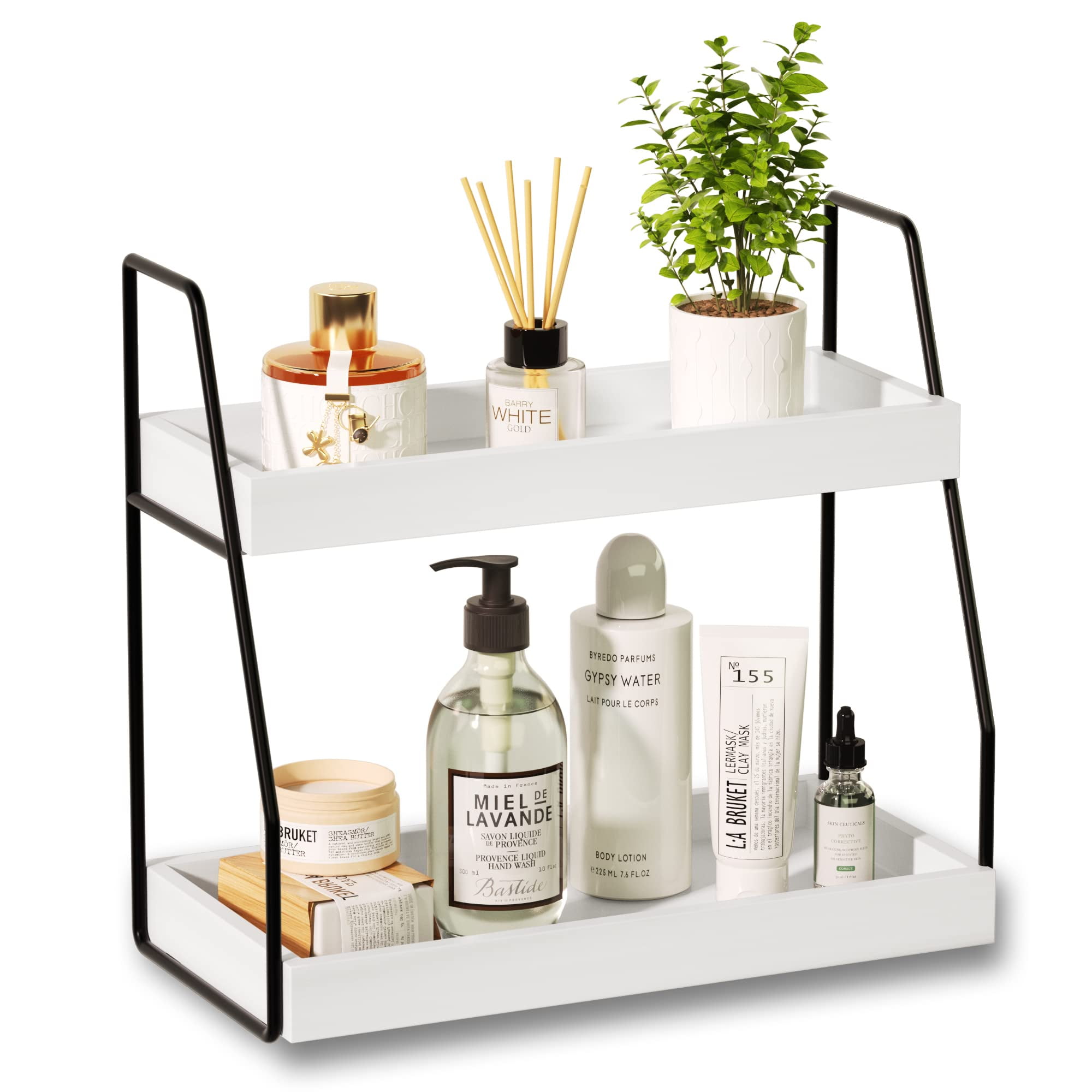 ZGO 2-Tier Bathroom Counter Organizer, Wood Bathroom Organizer ...