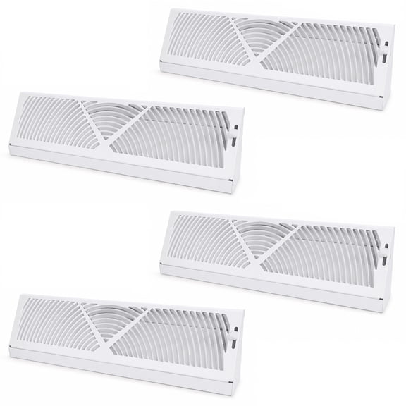 ZGRAO Baseboard Heating and Cooling Register Grille, 18-inch Residential Vent Cover, Adjustable Airflow Control Knob, Heavy-Duty Rust-Resistant Steel, 4 per pack