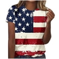 thumbnail image 1 of ZGRBOU 4Th of July Shirts for Womens Summer Printed Short Sleeve Crewneck Tops Casual American Flag Patriotic Shirt, 1 of 4
