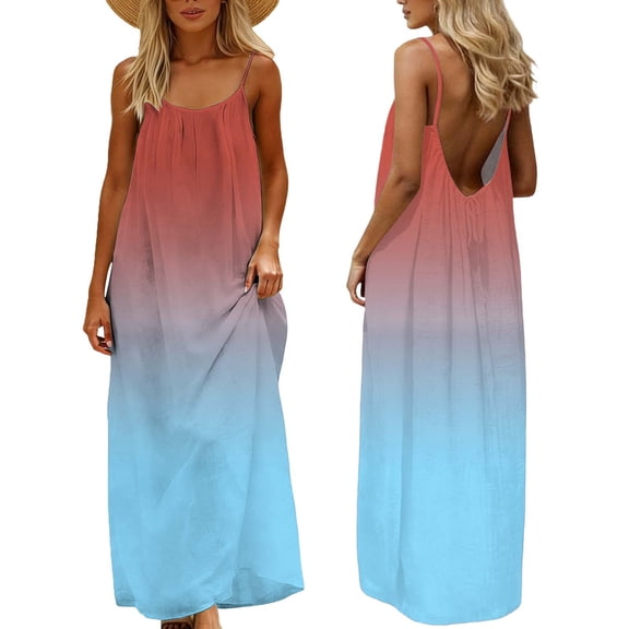 ZGRBOU Backless Cami Dresses for Women Summer 2026 Sleevelesss Long Open Back Dress Lounge House Vacation Beach Sundresses