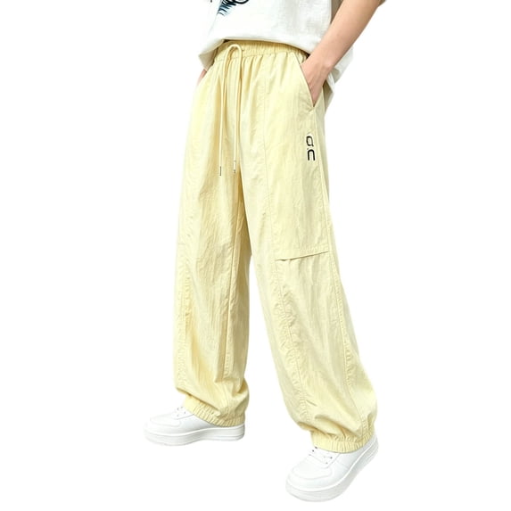 ZGRBOU Boys Girls Baggy Cargo Pants Elastic High Waist Drawstring Parachute Pants Outdoor Beach Quick Dry Jogger Pants