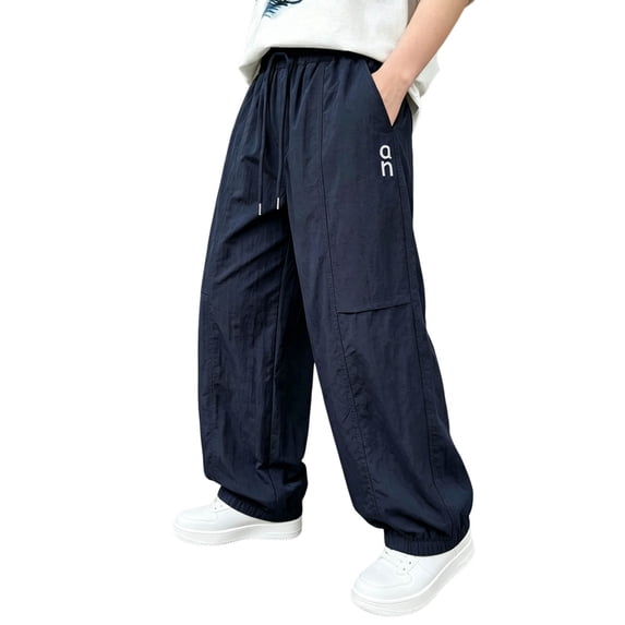 ZGRBOU Boys Girls Baggy Cargo Pants Elastic High Waist Drawstring Parachute Pants Outdoor Beach Quick Dry Jogger Pants