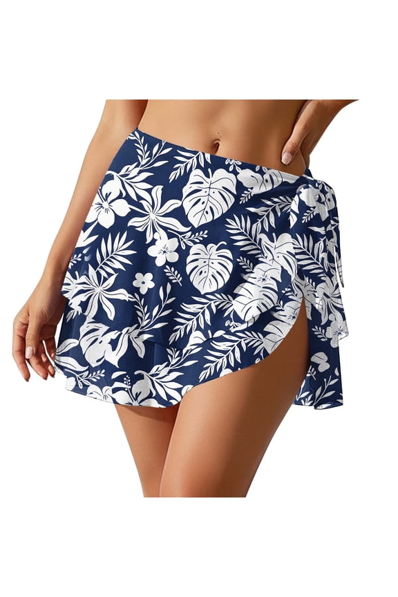 Chiffon Beach Sarong Wraps for Women Wrap Tie Side Print Swimsuit Coverup Sheer Flowy Short Bathing Cover Up Skirt
