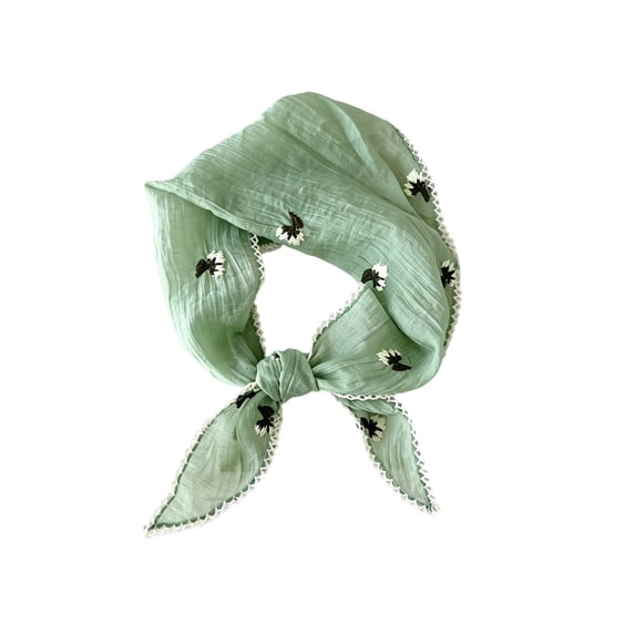 ZGRBOU Embroidery Floral Head Scarf for Women Vintage Boho Hair Bandanas Summer Dressy Lightweight Triangle Hair Kerchief