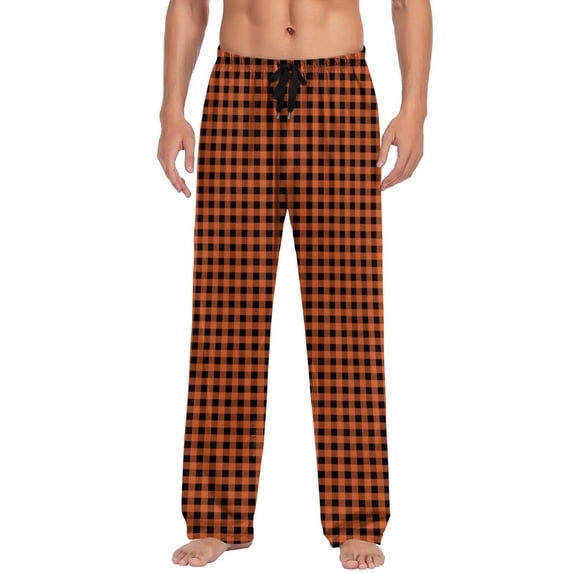 ZGRBOU Fashion Pajama Pants for Men Plaid Drawstring Straight Leg Lounge Pants Super Soft Beach Vacation Trousers